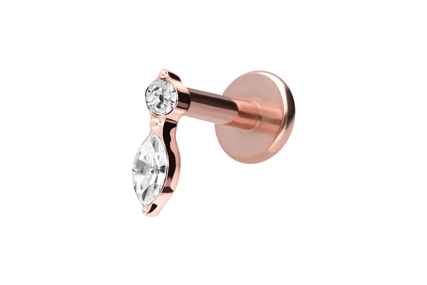 Titan Labret Piercing mit Innengewinde KRISTALLBLATT